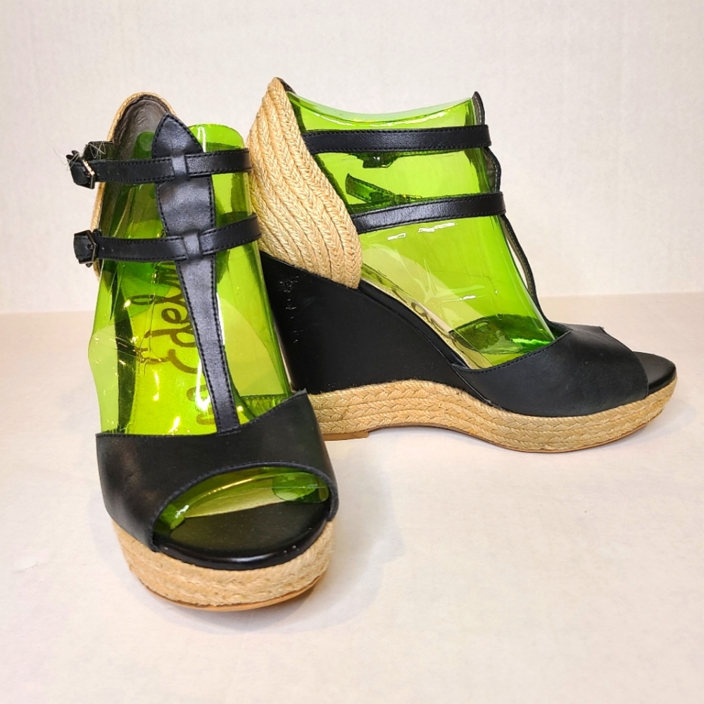 Sam Edelman Womens Katarina Platform Wedge Sandals Black 8.5 M